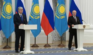 Президенты Казахстана и России провели совместный брифинг для СМИ