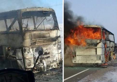 Имена 32 погибших и предварительную версию пожара в автобусе в Актюбинской области назвали в МВД РК