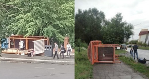 Дети пострадали во время падения остановки в Усть-Каменогорске