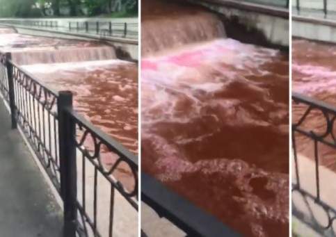 Состав воды в Большой Алматинке, окрасившейся в красный цвет, станет известен в течение трех дней (видео)